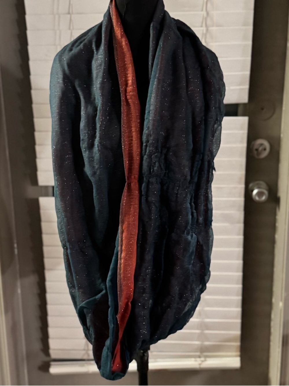 Sparkle Navy/Coral Reversible Infinity Scarf
